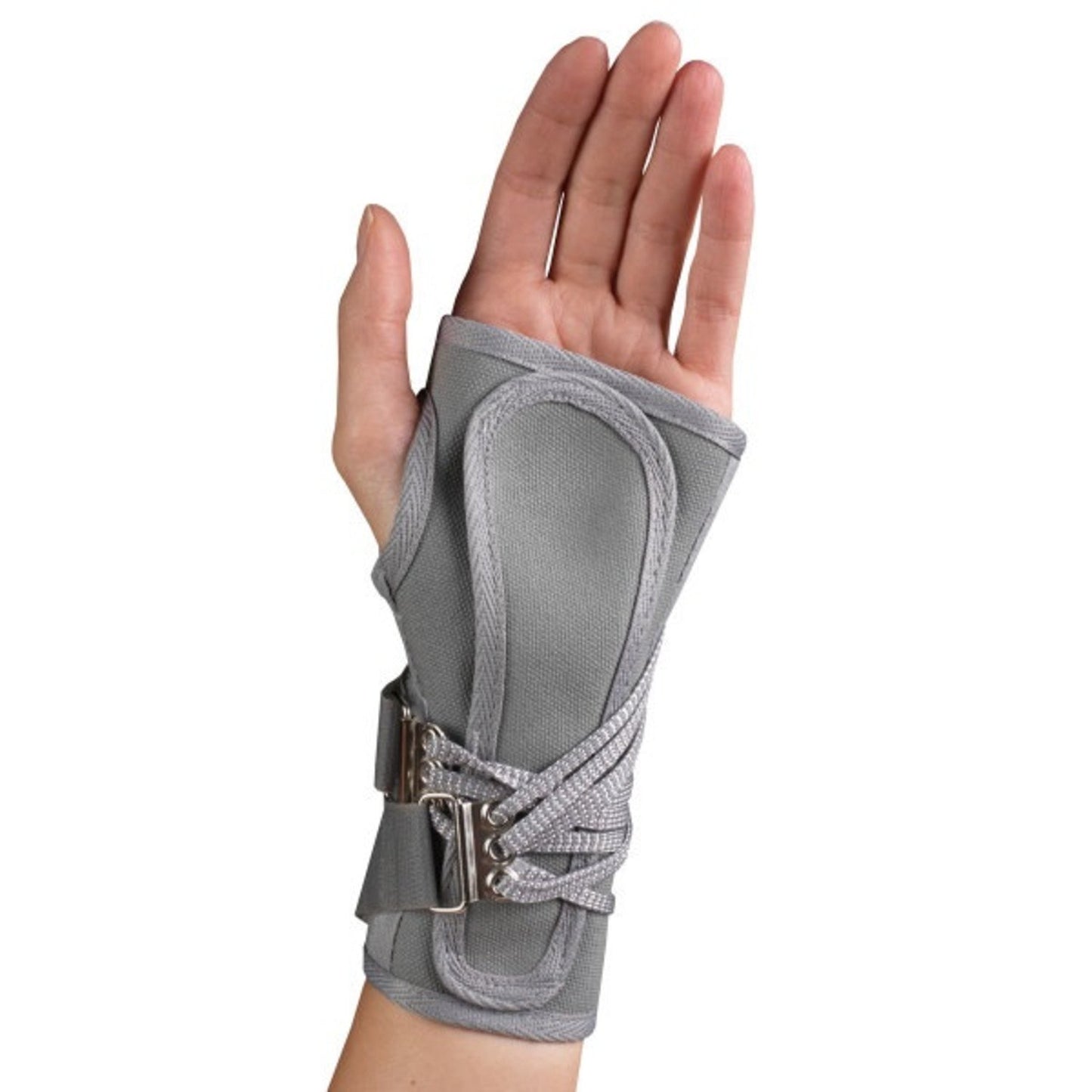 OTC Wrist Splint, Cock-Up Lacing, Canvas, ProChoice, Grey, Medium (Left Hand)