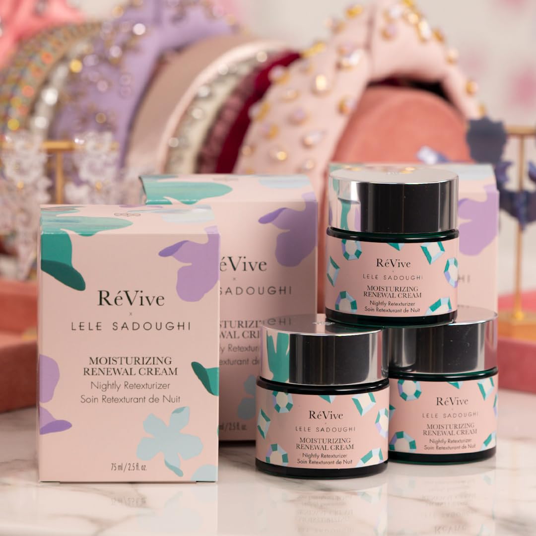 RéVive X Lele Sadoughi Renewal Night Cream ArtJar - Anti Aging Face Cream for Gentle Exfoliation & Skin Renewal - Enriched with Glycolic Acid to Help Visibly Improve Skin Texture (2.5oz)