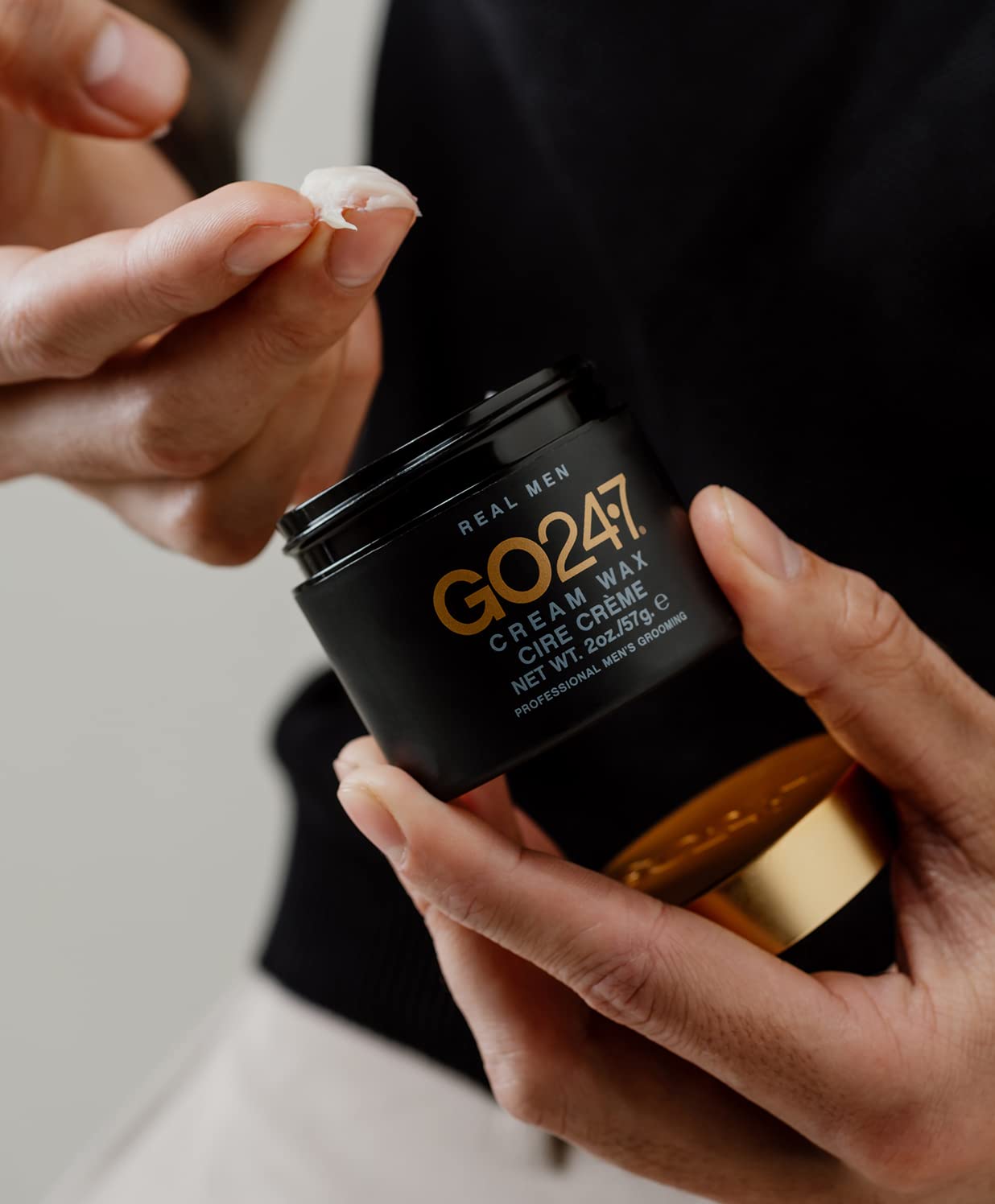 GO247 Cream Wax - Medium Hold, Natural Finish Styling Wax for Men - Defines & Controls with Lightweight Texture - Reactivates with Water - Ideal for Frizz-Free, Touch-Up Styles, 2 Oz