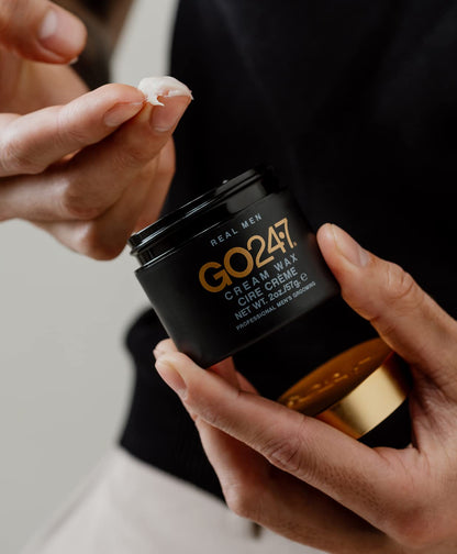 GO247 Cream Wax - Medium Hold, Natural Finish Styling Wax for Men - Defines & Controls with Lightweight Texture - Reactivates with Water - Ideal for Frizz-Free, Touch-Up Styles, 2 Oz
