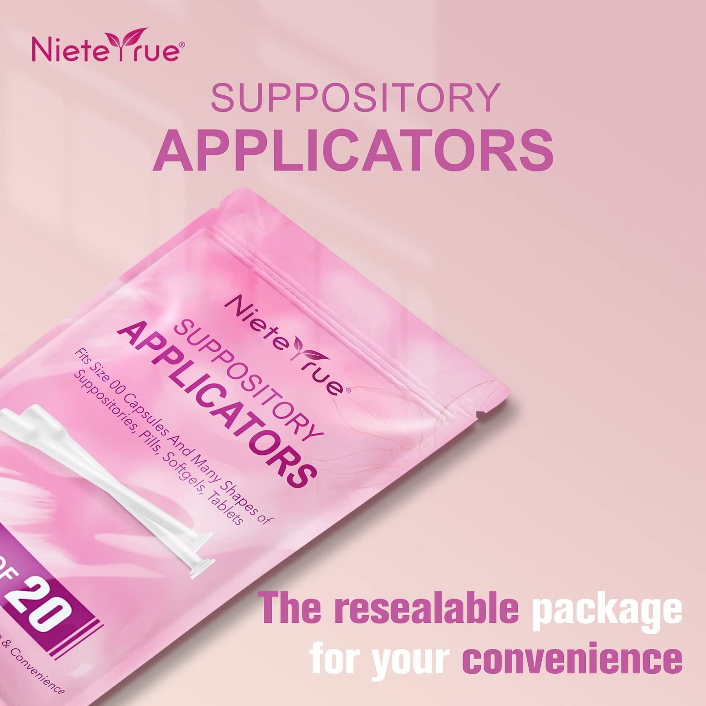 (40 Packs) Disposable Vaginial Applicators Individually Wrapped Hygienic Fit to Size 00 Cap-sules and Many Shapes of Suppositories, Tablets Feminine Care Applicators from