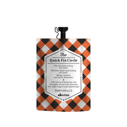 Davines The Quick Fix Circle, Fast-Acting Hydrating Hair Mask - Moisturizes & Detangles in 3 Minutes with Red Clay & Hyaluronic Acid - Instant Volume & Shine, 1.69 Fl Oz