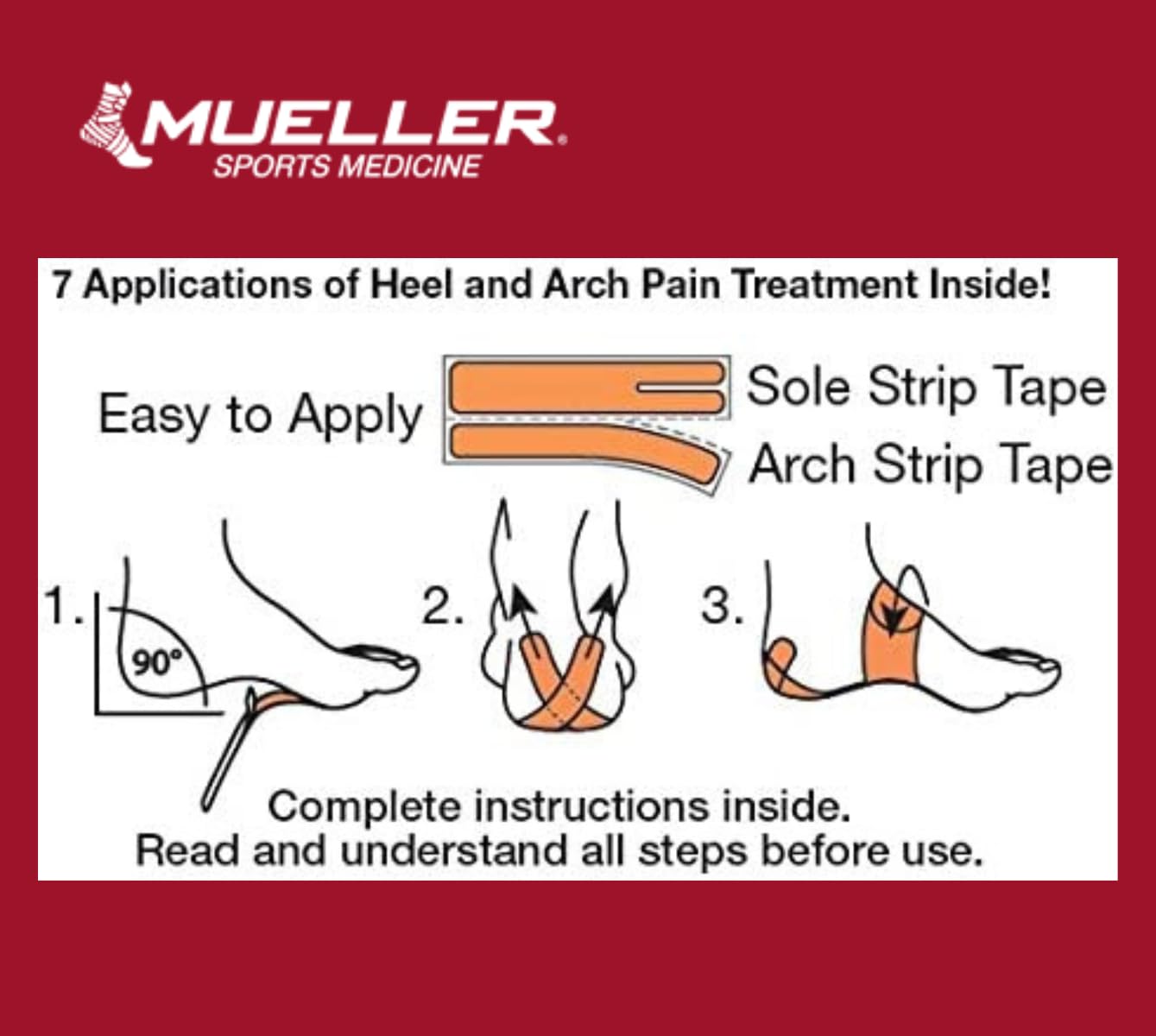 MUELLER Sports Medicine PFTape, Plantar Fasciitis Pain Relief Athletic Tape, Therapeutic Support for the Foot, Disposable, Latex Free, One-Time Use Bandages