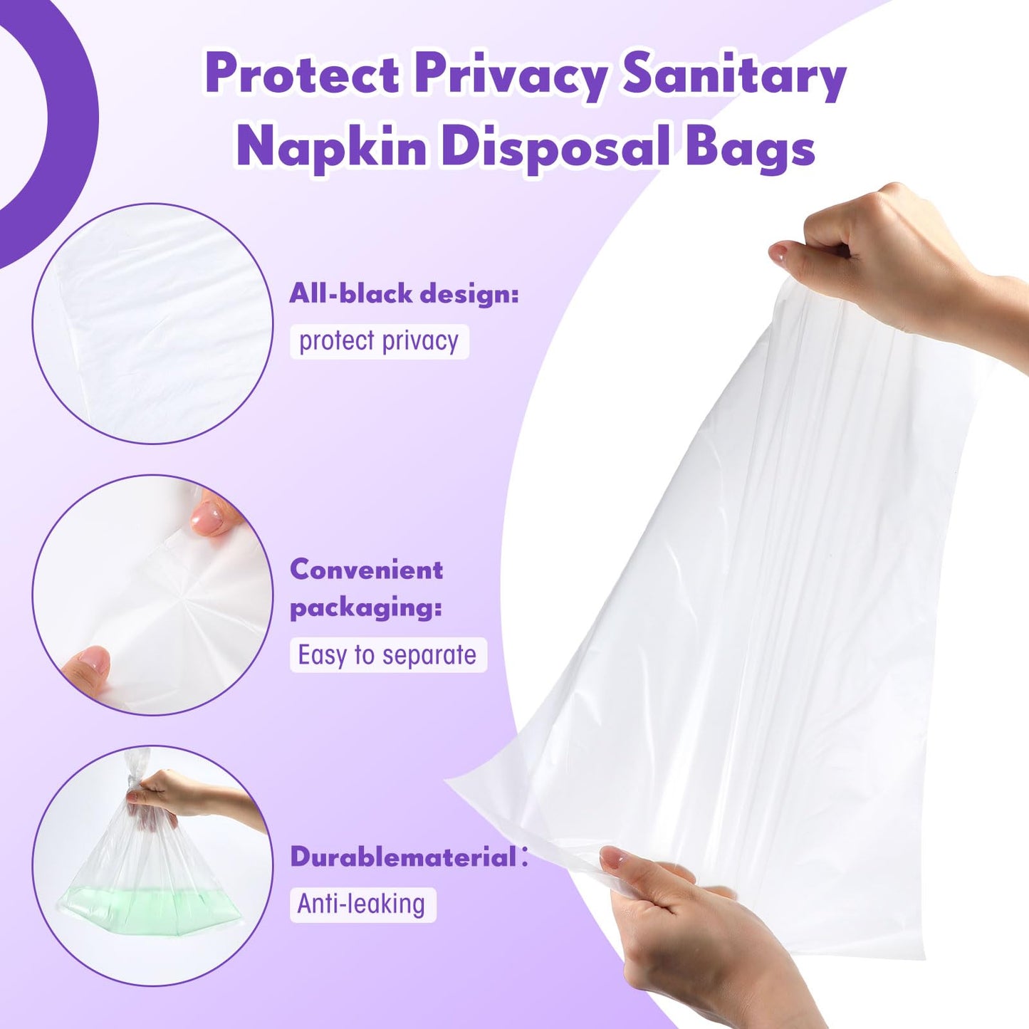600 Pcs/ 2 Roll Sanitary Napkin Receptacle Liner, Sanitary Napkin Disposal Bags Feminine Hygiene Disposal Bags Women Personal Supplies for Tampon Bathroom, 11.81 x 15.63 Inch