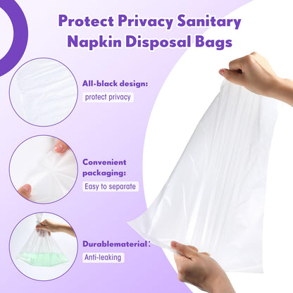 600 Pcs/ 2 Roll Sanitary Napkin Receptacle Liner, Sanitary Napkin Disposal Bags Feminine Hygiene Disposal Bags Women Personal Supplies for Tampon Bathroom, 11.81 x 15.63 Inch