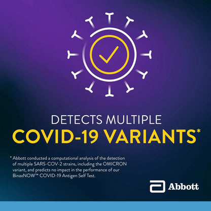BinaxNOW COVID-19 Antigen Self Test, 1 Pack, 2 Tests Total, COVID Test With 15-Minute Results Without Sending to a Lab, Easy to Use at Home