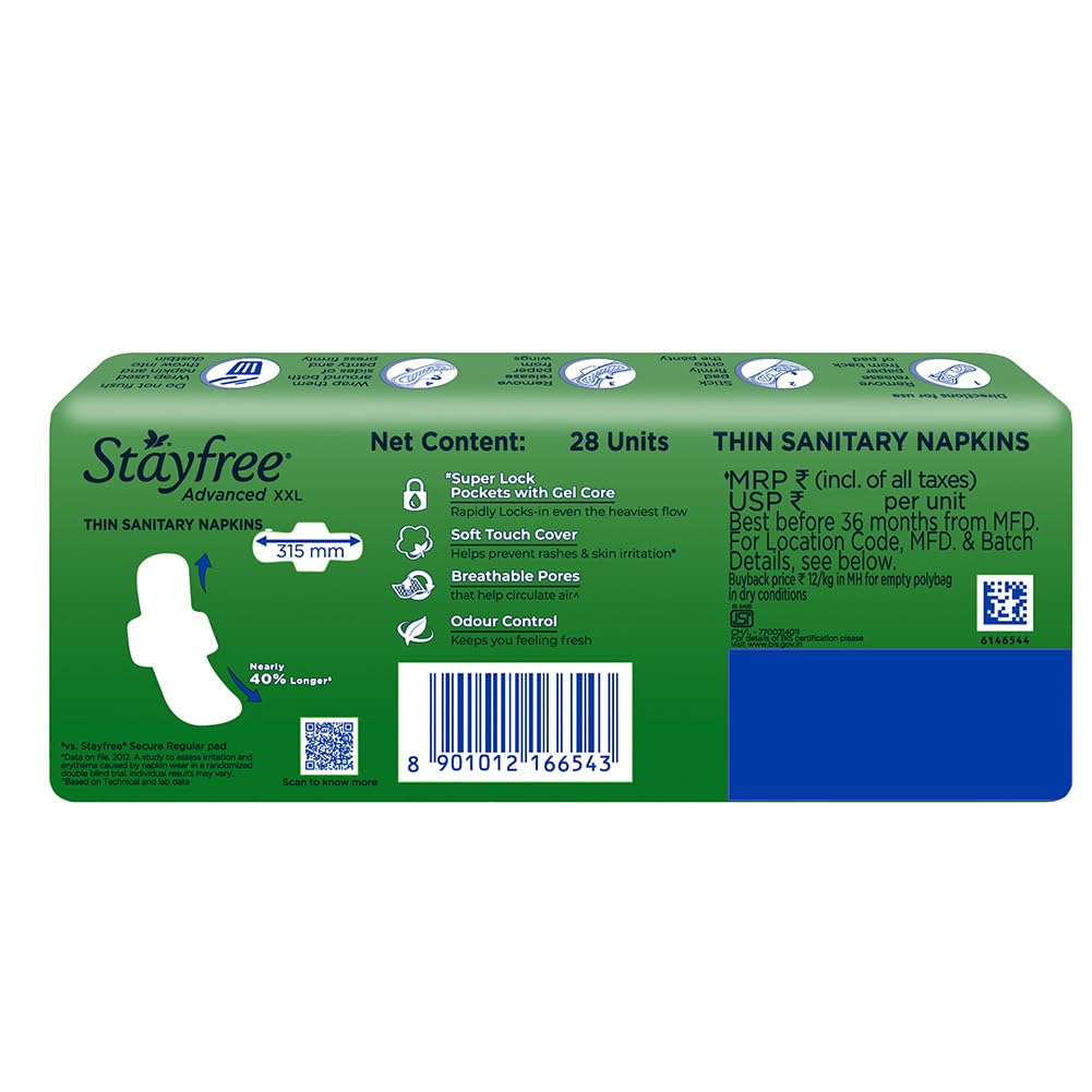 Stayfree Advanced Ultra-Comfort Napkins with Wings - 28 Pads (Extra Large)