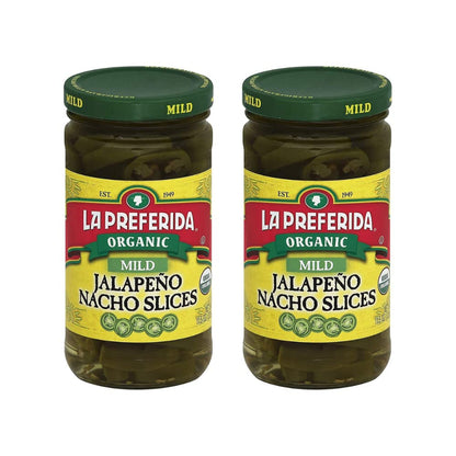 La Preferida Organic Mid Jalapeño Nacho Slices (Same Great Flavor, No Heat) Seedless Pickled Peppers – USDA Certified, No Added Sugar. Use on Tacos, Salads & Bowls, 11.5 oz. (Pack of 2)