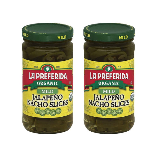 La Preferida Organic Mid Jalapeño Nacho Slices (Same Great Flavor, No Heat) Seedless Pickled Peppers – USDA Certified, No Added Sugar. Use on Tacos, Salads & Bowls, 11.5 oz. (Pack of 2)