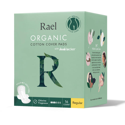 Rael, Organic Cotton Cover Pads, Regular, 14 Count