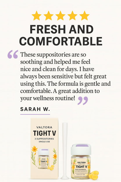 Tight V Plant-Based Feminine Wellness Suppositories, pH-Friendly Intimate Care, Refresh & Cleanse, 3-Day Support