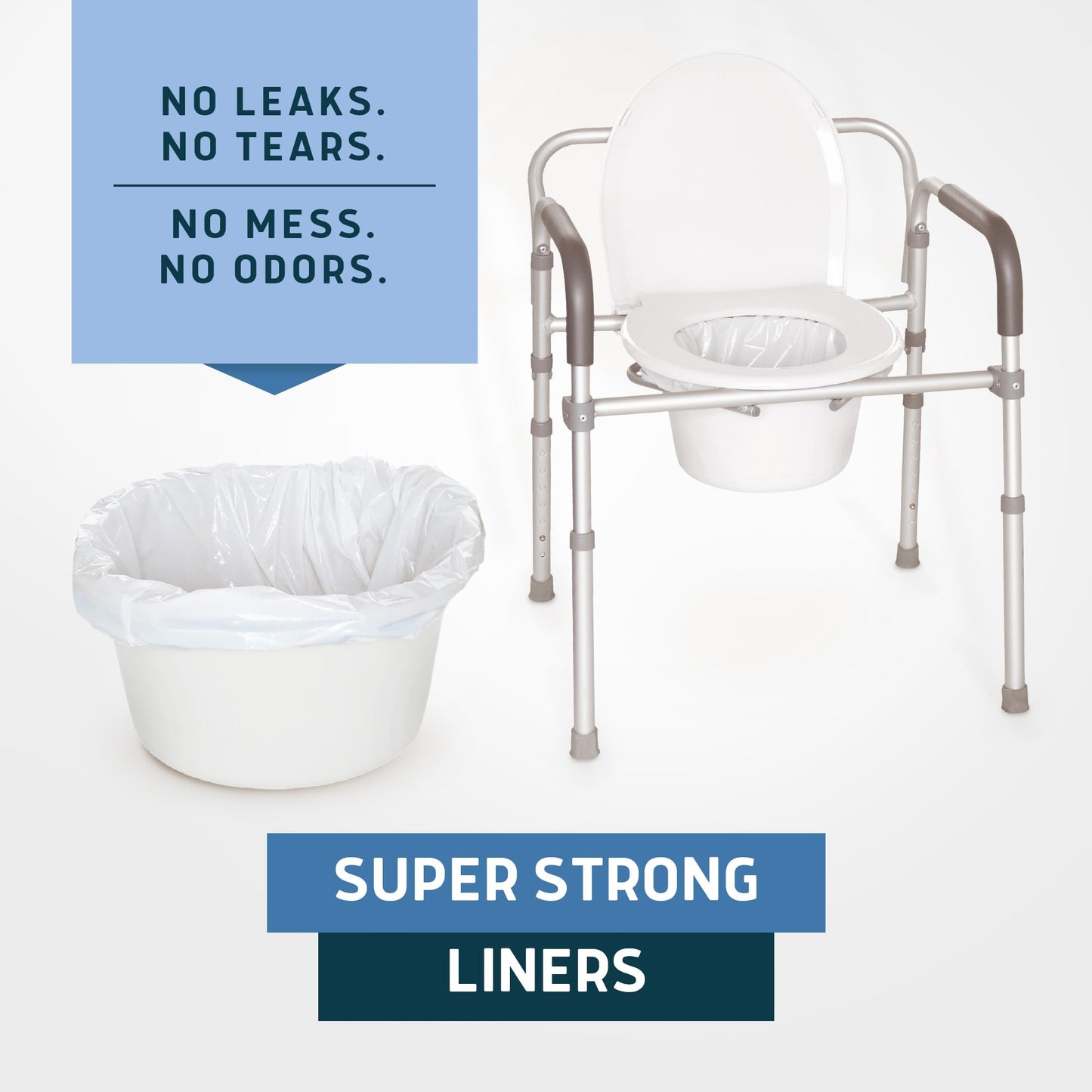Lunderg Commode Liners - Value Pack 100 Count Universal Fit - Medical Grade Bedside Liners Disposable for Adult Commode Chair, Portable or Camping Toilet Bags