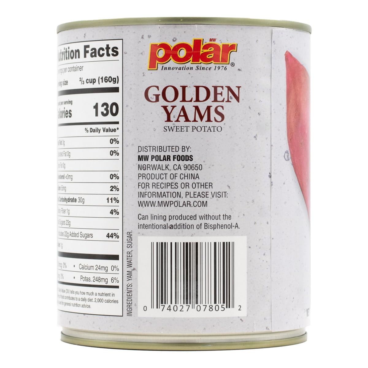 MW Polar Golden Yams Sweet Potato in Light Syrup, 30oz (Pack of 1)