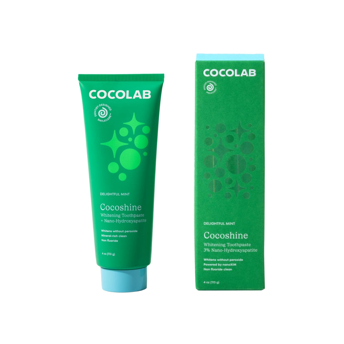 Cocoshine Teeth Whitening Toothpaste by Cocolab, Nano-Hydroxyapatite Toothpaste, Non-Fluoride with Xylitol and Coconut Oil, Gently Formulated for Sensitive Teeth, for Adults and Kids, Mint, 4 Oz