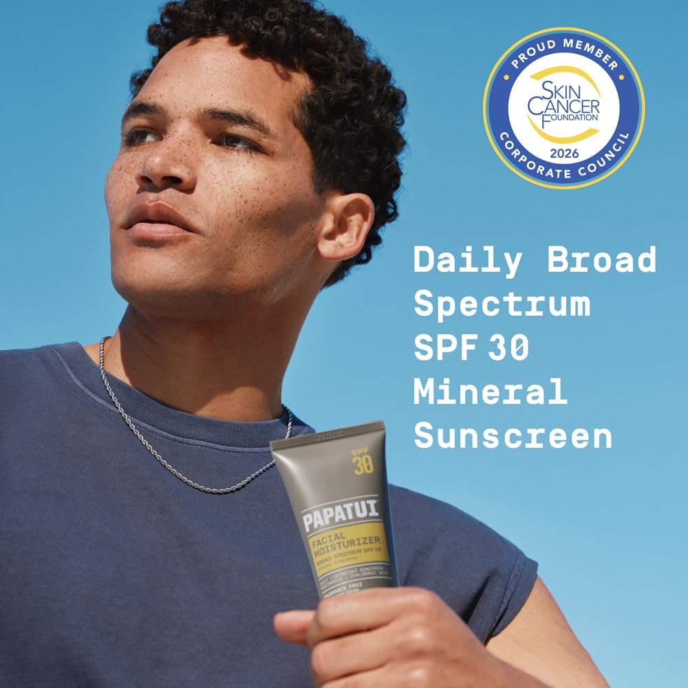 PAPATUI by Dwayne Johnson Hydrating Men's Face Moisturizer with SPF 30 | Unscented | Broad Spectrum Sun Protection | Lightweight Hydration | 2.5 fl oz (Pack of 2)
