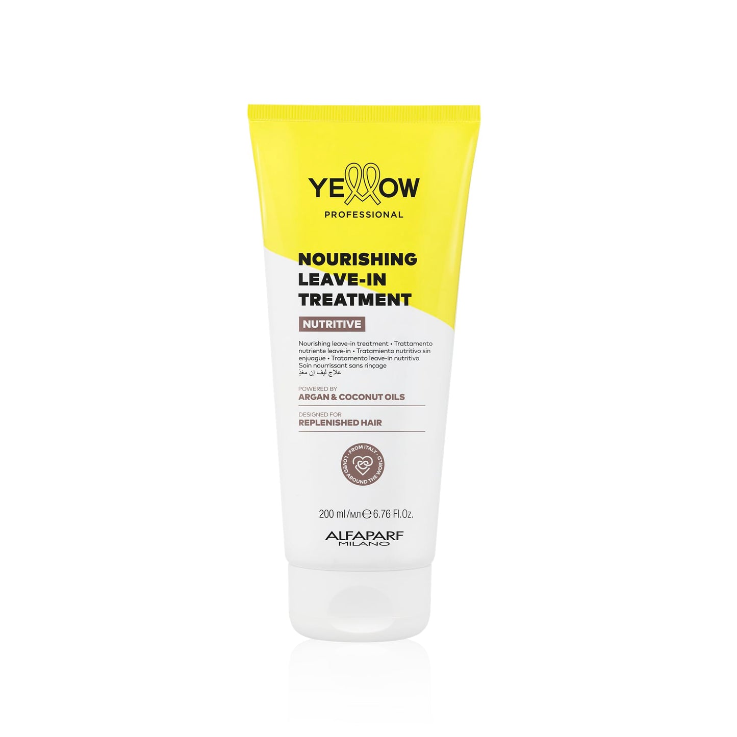 Alfaparf Milano Yellow Professional Nutritive Nourishing Leave-In Treatment for Dry Hair - Powered by Argan & Coconut Oils - Designed for Replenished Hair (6.76 fl oz / 200ml)