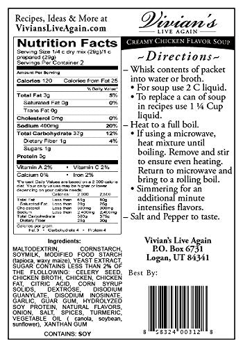 Gluten Free Cream of Chicken Soup & Gravy Mix- Dairy Free, Shelf Stable, Powdered Mix by Vivian's Live Again