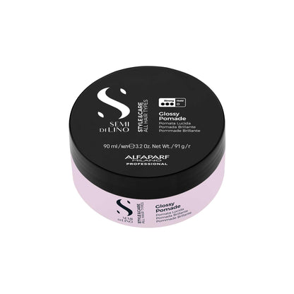 ALFAPARF MILANO Semi di Lino Style & Care Glossy Pomade - Strong Hold - Wax Pomade for All Hair Types (3.2 oz / 90 ml)