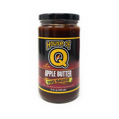 House of Q Apple Butter BBQ Sauce – Sweet & Smoky Apple Barbecue Sauce with Cinnamon, Molasses & Spices – Thick Gourmet Glaze for Chicken, Pork & Burgers – Gluten Free, MSG Free, Preservative Free – 12 oz Jar