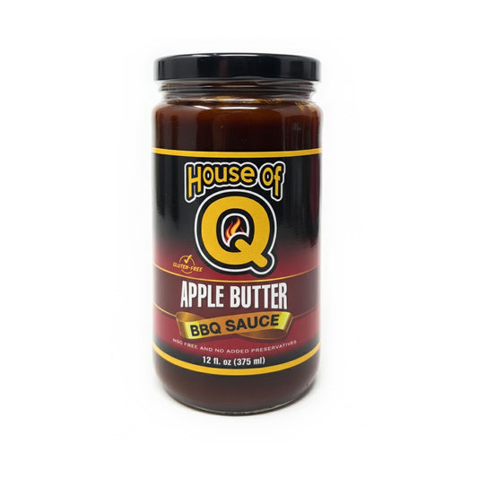 House of Q Apple Butter BBQ Sauce – Sweet & Smoky Apple Barbecue Sauce with Cinnamon, Molasses & Spices – Thick Gourmet Glaze for Chicken, Pork & Burgers – Gluten Free, MSG Free, Preservative Free – 12 oz Jar