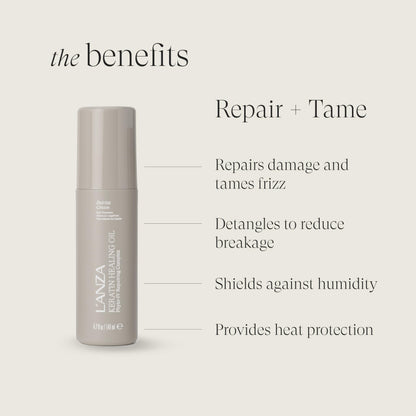L'ANZA Keratin Healing Oil De-Frizz Cream Anti-Humidity Cream, Smoothing, Soft Control, Strengthens, Adds Shine, Color Safe Anti-Humidity Strengthening Care Shine Boost, Sulfate Free (4.7 Fl Oz)