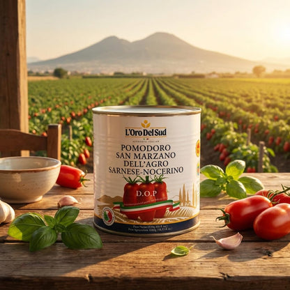 L’Oro Del Sud Italian Whole Peeled San Marzano Style Plum Tomatoes in Tomato Puree with Basil – Authentic Italian Flavor, Perfect for Pasta Sauce, Pizza & Cooking, Large 3.4 kg (106 oz) Can, Product of Italy