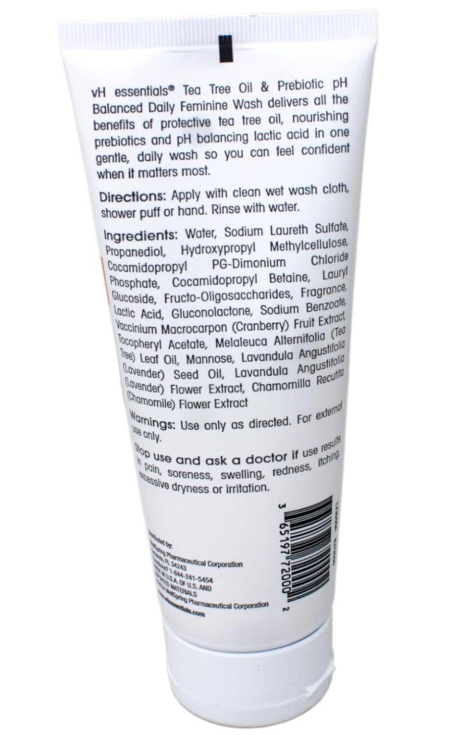 vH essentials Intimate Feminine Wash, pH Balanced with Tea Tree Oil, Cranberry, Prebiotics Odor Eliminating Formula, 6 FL OZ - 3 Pack