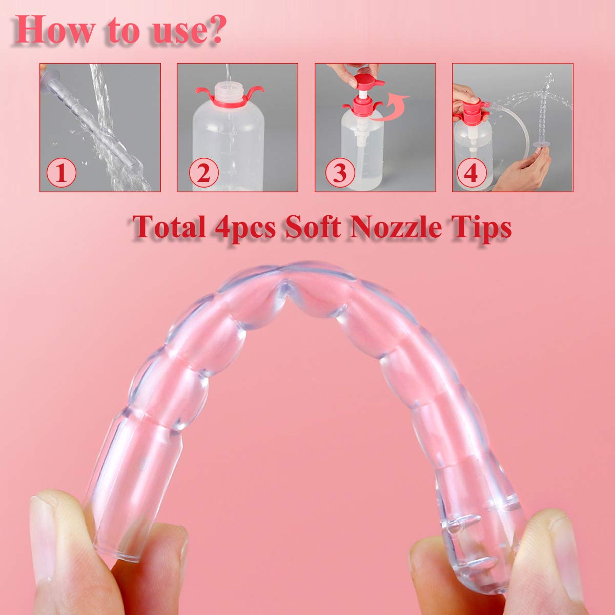 LIVE4COOL Douche Bottle for Women Reusable Vaginal Cleansing System, 600ml/20.3oz Reusable Vaginal Enema Douche, Capacity Cleanser with 4 Nozzles, Storage Bag, Non-Toxic