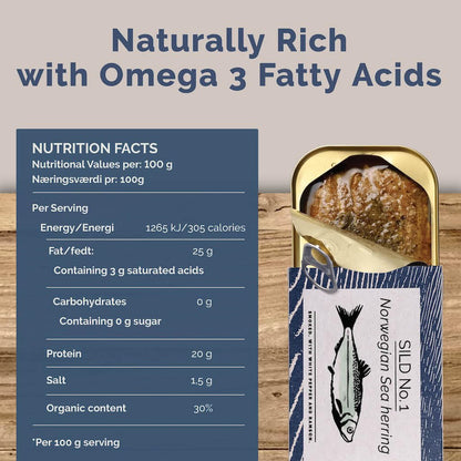 Fangst Smoked Herring | Canned Nordic Herring with White Pepper and Ramson | 1 x 100g Can