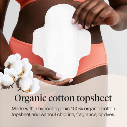 Cora Organic Feminine Care | 144 Long No Wings Liners and 36 Regular Pads | Ultra-Absorbent, Unscented, Natural, Non-Toxic | Bundle Pack