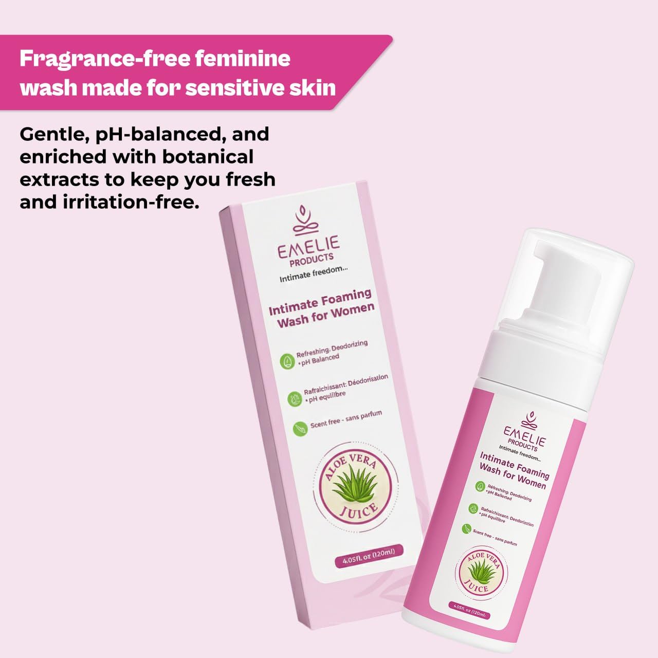 Intimate Foaming Cleanser for Women – pH Balanced Feminine Wash with Calendula, Chamomile & Aloe – Gentle Daily Cleanse for Sensitive Skin, Hydrating & Plant-Based – 4.05 fl oz