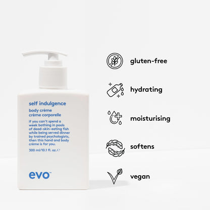 EVO Self Indulgence Moisturizing Body Cream for Dry Skin Types, Men & Women - Hydrates & Soothes, Vegan Body Lotion - 10.1 fl oz