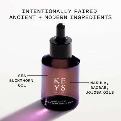 Keys Soulcare Sacred Body Oil with Marula Oil, Lightweight, Non-Greasy, Hydrates, Calms & Nourishes Skin with Manuka Honey, Cruelty-Free, 1.69 Fl Oz