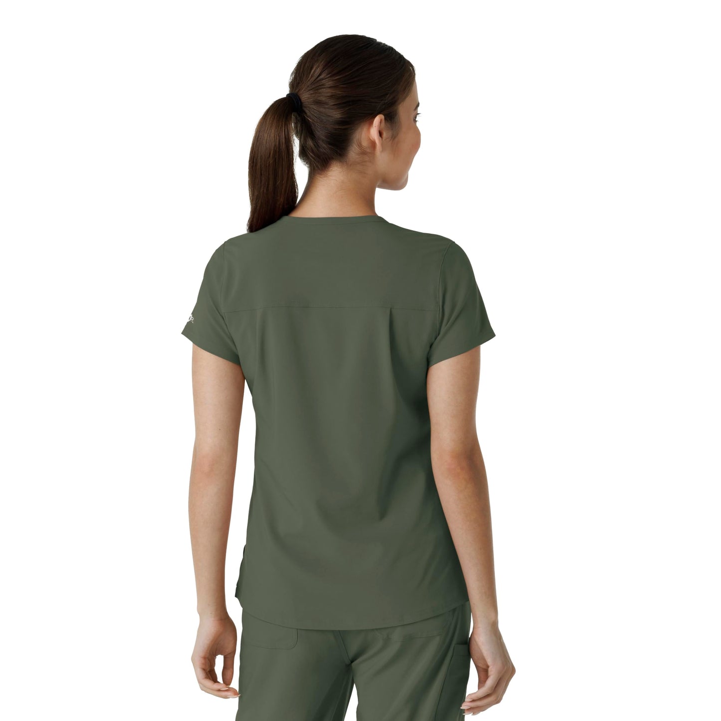 Carhartt Scrubs for Women Force Cross-Flex Tuck-in V-Neck Tops with 1 Pocket Olive