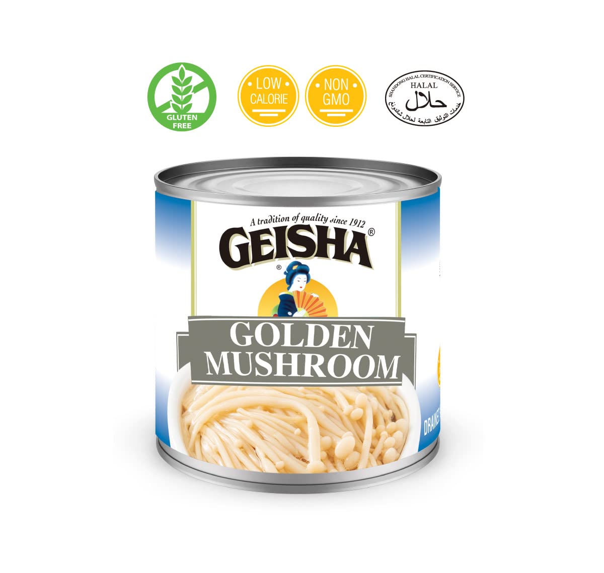 GEISHA Golden Mushroom 4OZ. (Pack of 12), Enoki(Golden Mushroom) | Halal Certified － NON-GMO － Gluten Free－Only 15 Calories per Container