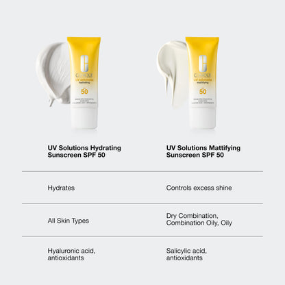 Clinique UV Solutions Sunscreen Broad Spectrum SPF 50 With Antioxidants | In Mattifying & Hydrating Formulas | No White Cast | Safe For Sensitive Skin, 1.3 Fl Oz