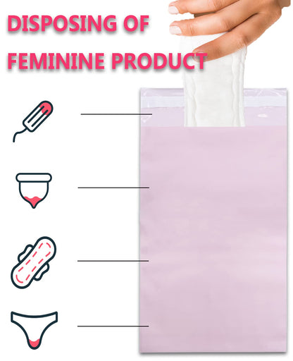 Sanitary Napkin Disposal Bags - Block Odors, Great Adhesion, Perfect Size - Feminine Hygiene Disposal Bags for Tampons and Pads Pink 100Pcs