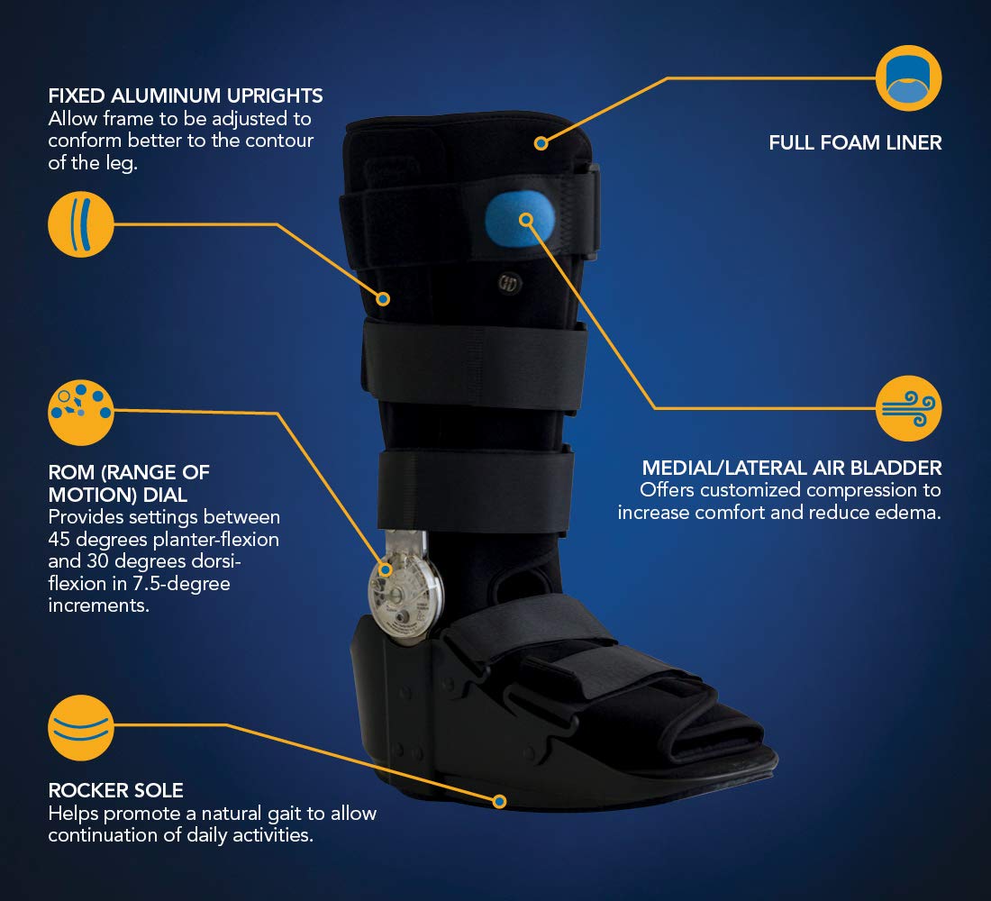 United Ortho 12305 Range of Motion Tall Air Walking Boot, Medium