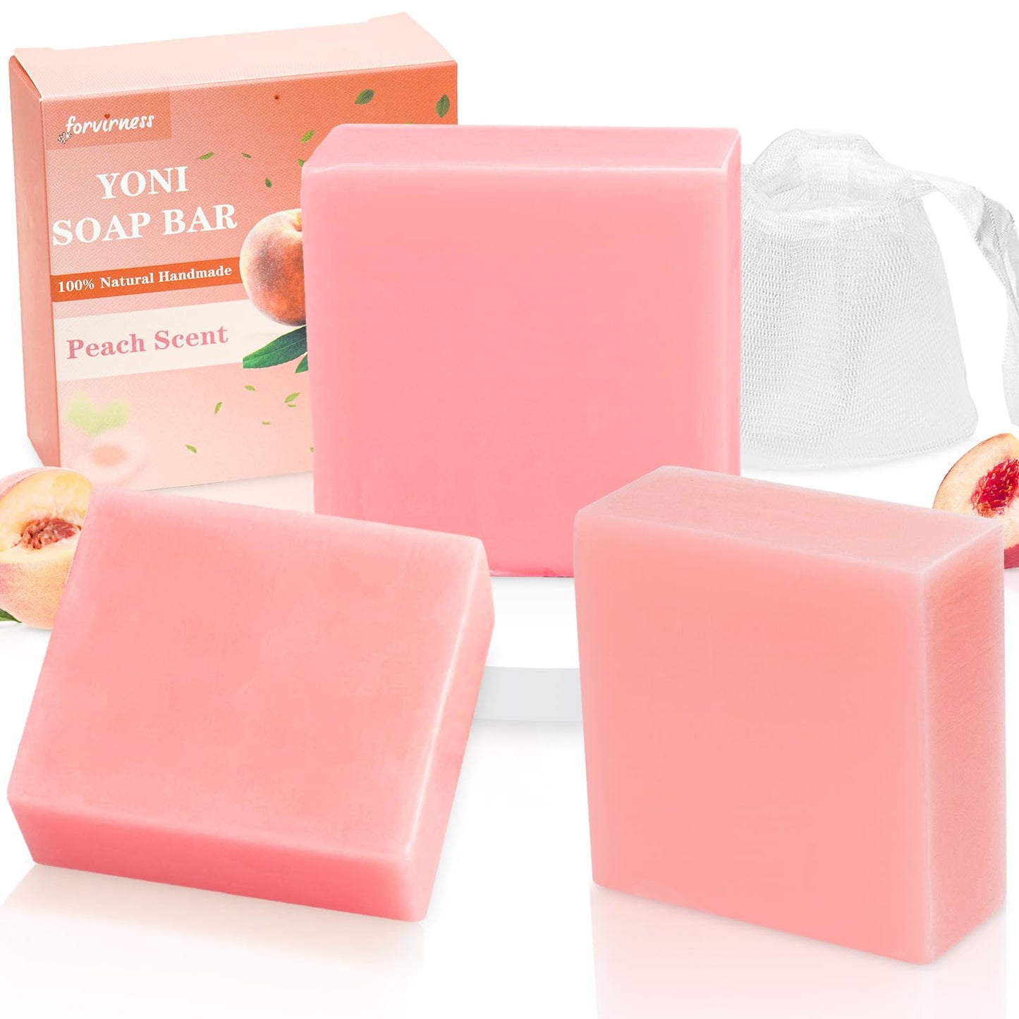 Yoni Soap Bar Yoni wash for Women PH Balance, 3Pack Gentle V Cleansing Intimate Soap Feminine Wash Eliminates Odor Moisturizing, vaginal soap Bath Soap (peach Juice)