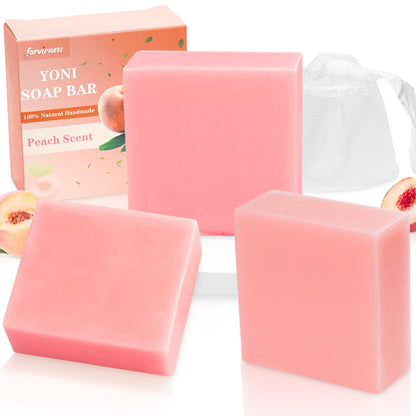 Yoni Soap Bar Yoni wash for Women PH Balance, 3Pack Gentle V Cleansing Intimate Soap Feminine Wash Eliminates Odor Moisturizing, vaginal soap Bath Soap (peach Juice)