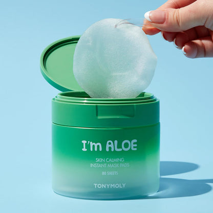 TONYMOLY I’m Aloe Skin Calming Mask Pads 80 Biodegradable Sheets for Sensitive, Dry Skin Hydrating, Moisturizing, Soothing Korean Skincare