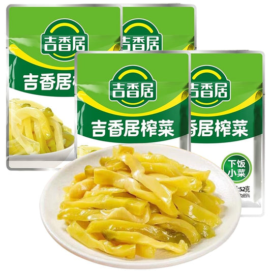 DAMAICHUHAI Pickled Mustard Greens (Zhacai) - 4 Pack, 52g Each, Traditional Sichuan Preserved Mustard Tuber, Spicy Chinese Pickled Vegetables Snack