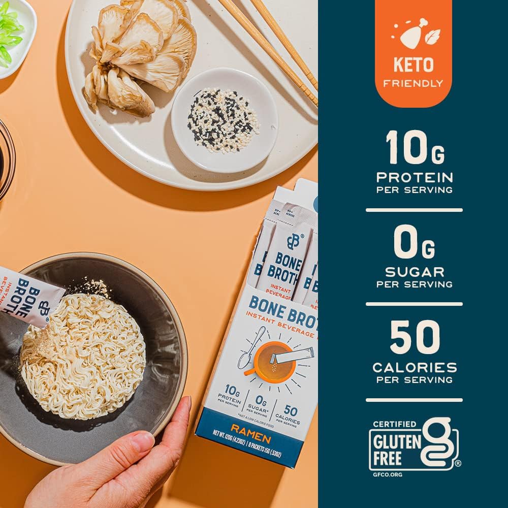 Bare Bones Ramen Bone Broth Instant Powdered Mix Packets 4 Pack