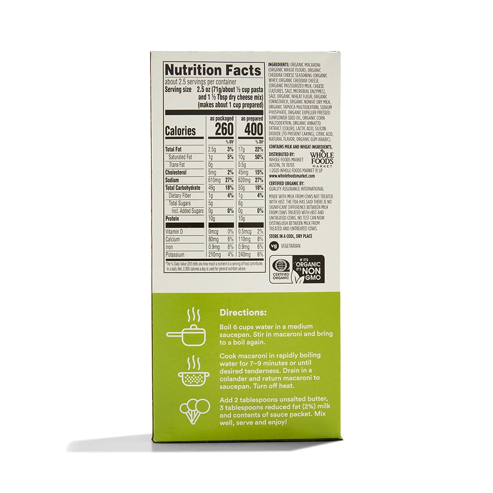 365 by Whole Foods Market, Organic Cheddar Macaroni & Cheese Shapes, Llama Adventure, 6 Ounce