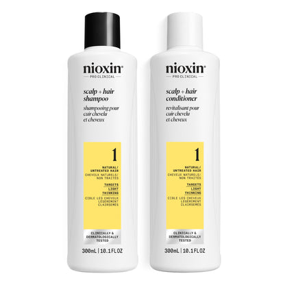 Nioxin Duo Kit | System 1 Scalp + Hair Thickening Shampoo & Conditioner, 10.1 Fl Oz Each | For Natural Hair with Light Thinning