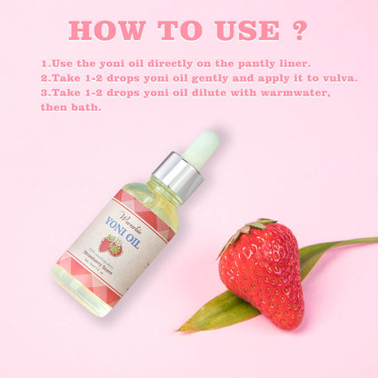 2 Packs Yoni Oil for Women, Natural Feminine Oil, Ph Balanced for Women, Eliminates Odor and Soothes, 100% Natural Feminine Deodorant Made with Strawberry Oils (1 fl oz/30 ml)