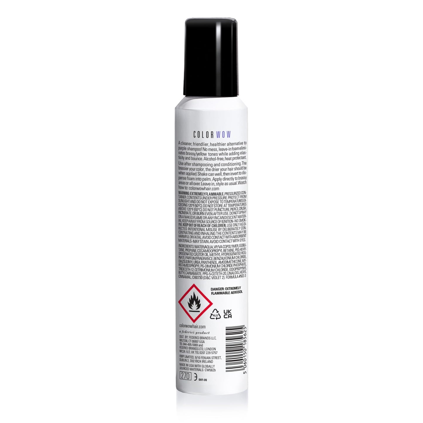 COLOR WOW Color Control Purple Toning + Styling Foam – Instantly rids Blonde & Gray hair of brassy, yellow tones, Alcohol free, crunch free styling