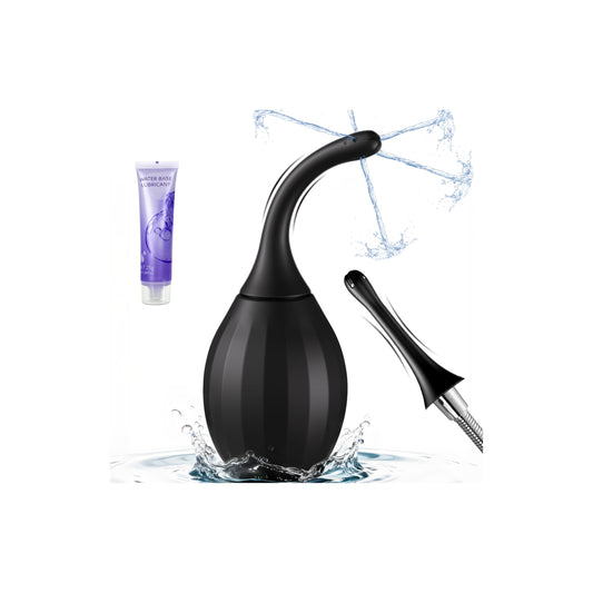 Enemas Anal Douches for Men Women - Anti Backflow Shapeable Silicone Enema Bulb, Feminine Care Cleaner Flusher Shower Enema Douche Kit for Women Men Colon Cleanse with Lube, Shower Tube Connectable