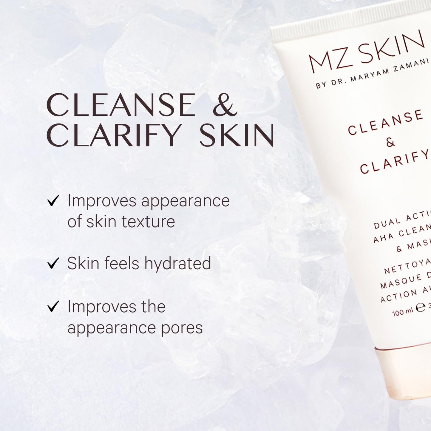 MZ SKIN Cleanse & Clarify Dual Action Cleanser & Mask 3.4 fl oz | Exfoliating AHA & Papaya Enzyme Face Wash | Smooths Texture, Refines Pores & Brightens