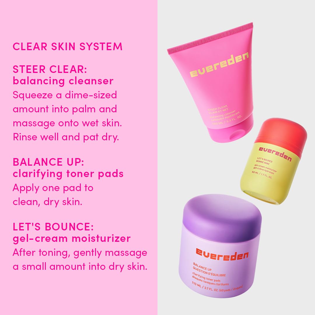 Evereden Toner Pads for Teens, Clean, Vegan Water-Based Face Toner Pads with Green Tea & Chamomile for Oily and Pimple-Prone Skin - Balanced Skin & Clog-Free Pores - Easter Basket Stuffers for Teens